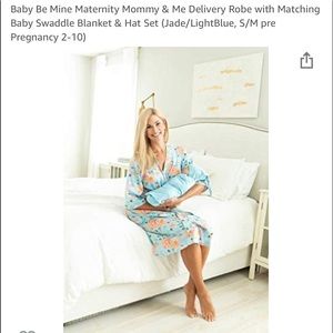 Baby Be Mine Mommy and Me Maternity and postpartum robe and matching swaddle S/M